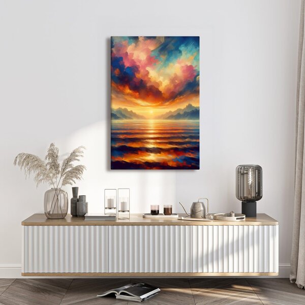 Quadro su tela – Cielo colorato sulle montagne