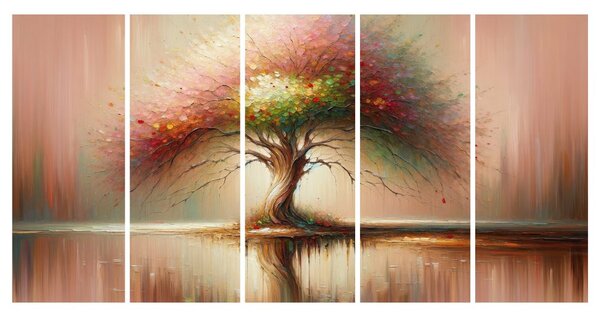Quadri 5 pezzi – Albero della vita con riflesso