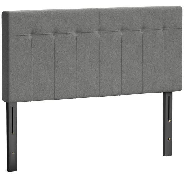 HOMCOM Testiera Regolabile su 3 Livelli, Testiera con Gambe in Metallo, Effetto Velluto, per Camera, 140x10x106/116/126 cm, Grigio | Aosom Italy
