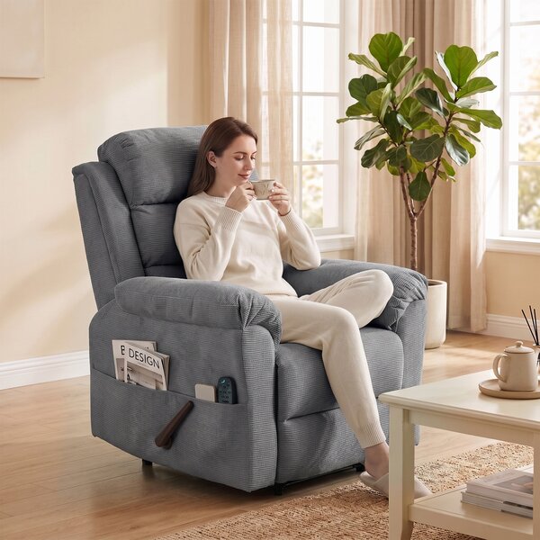 HOMCOM Poltrona relax massaggiante con riscaldamento e poggiatesta regolabile, grigio | Aosom Italy