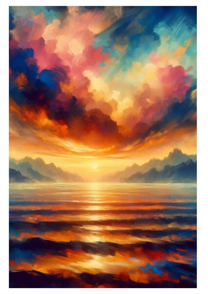 Quadro su tela – Cielo colorato sulle montagne