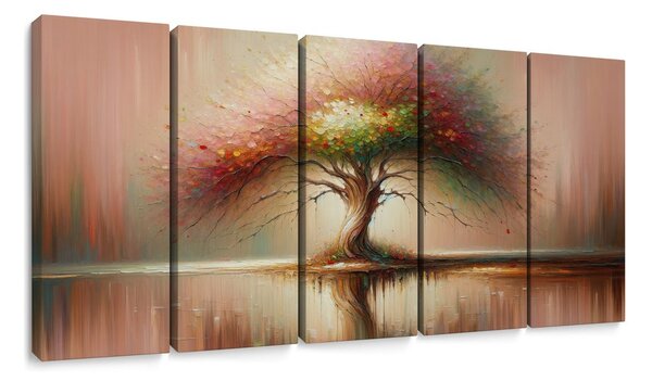 Quadri 5 pezzi – Albero della vita con riflesso