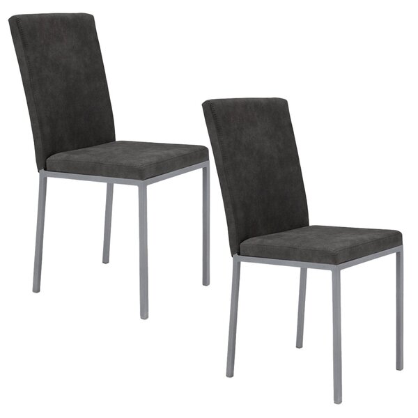 Set 2 sedie Imbottite 42x54x93 cm in Tessuto Ranger Licya Moka Bufalo / Gambe Silver