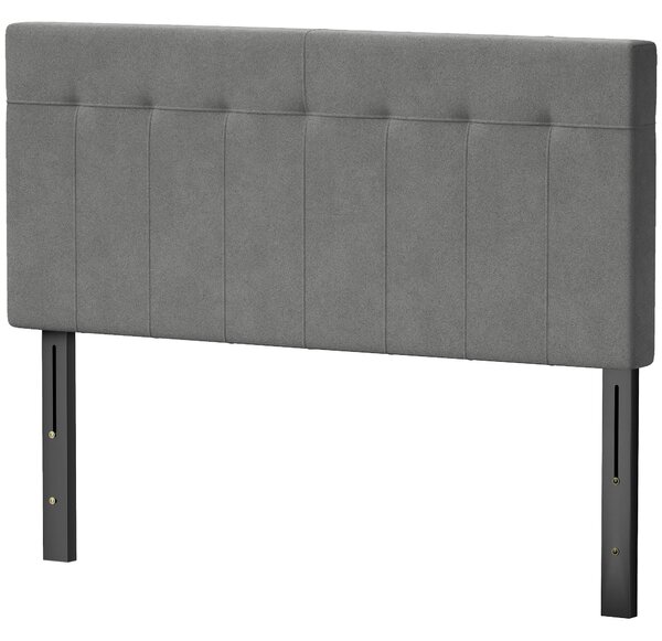 HOMCOM Testiera Regolabile su 3 Livelli, Testiera con Gambe in Metallo, Effetto Velluto, per Camera, 140x10x106/116/126 cm, Grigio | Aosom Italy