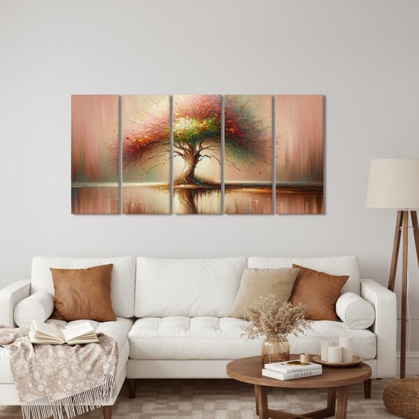 Quadri 5 pezzi – Albero della vita con riflesso