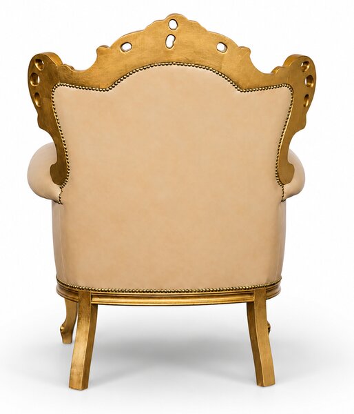 Poltrona Barocca Caterina - Foglia Oro, Pelle Primo Fiore Premium – Artigianato Italiano di Lusso