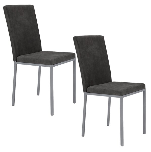 Set 2 sedie Imbottite 42x54x93 cm in Tessuto Ranger Licya Moka Bufalo / Gambe Silver