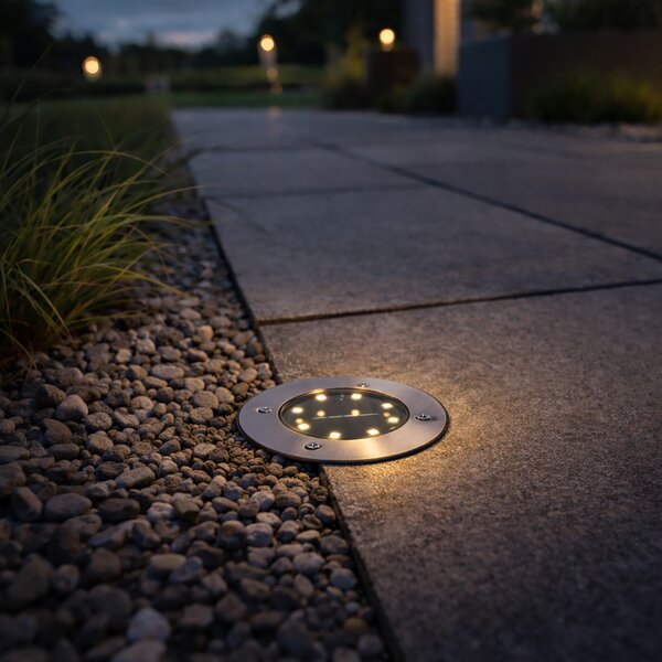 Set di 6 faretti da terra in acciaio con LED IP65 solari - Terry