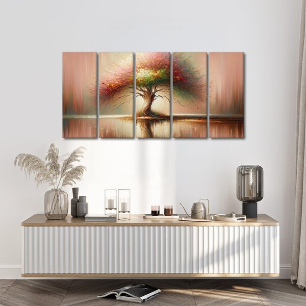 Quadri 5 pezzi – Albero della vita con riflesso