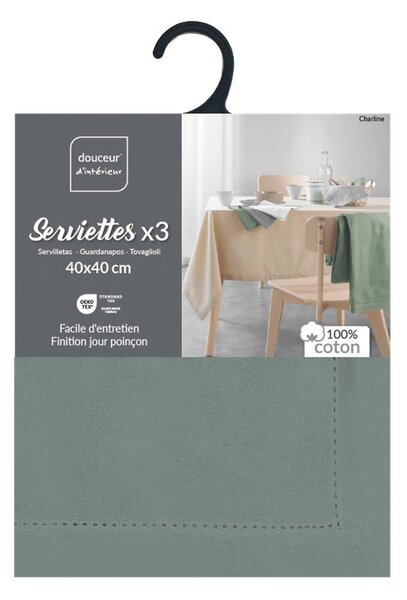 Set di tovaglioli in tessuto 3 pz 40x40 cm Charline – douceur d'intérieur