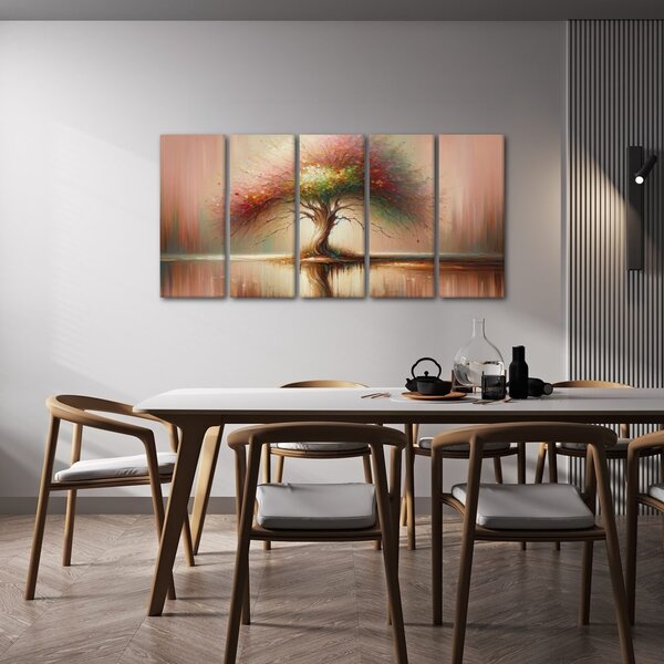 Quadri 5 pezzi – Albero della vita con riflesso