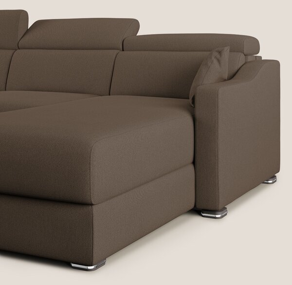 Amber divano letto angolare in tessuto smacchiabile T05 marrone
