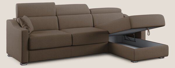 Amber divano letto angolare in tessuto smacchiabile T05 marrone