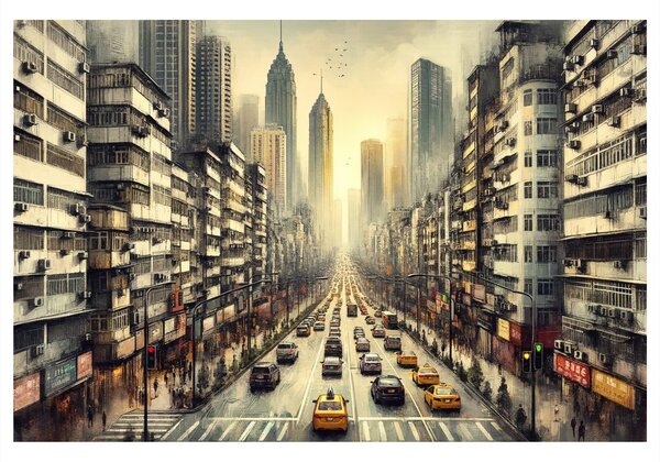 Quadro su tela – Strada cittadina al tramonto
