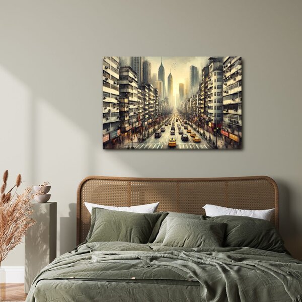 Quadro su tela – Strada cittadina al tramonto