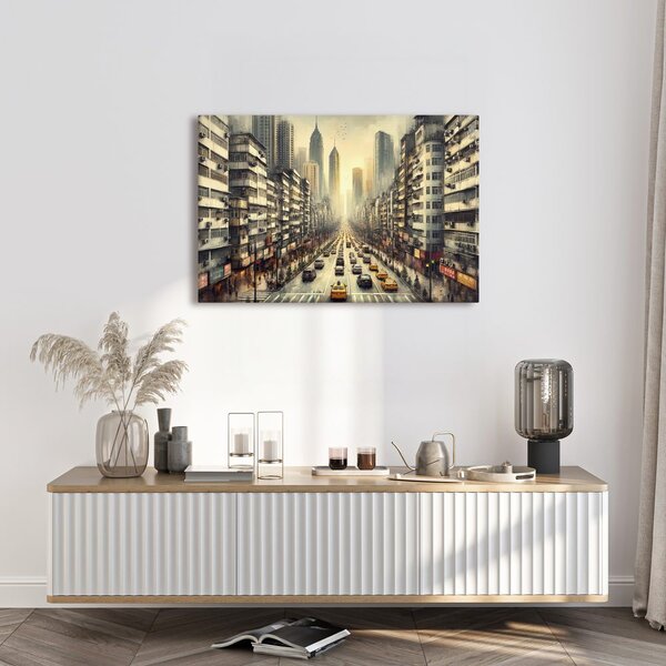 Quadro su tela – Strada cittadina al tramonto