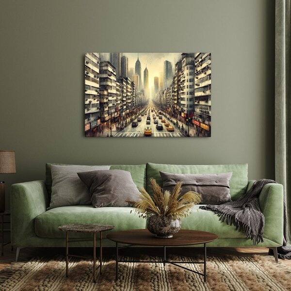 Quadro su tela – Strada cittadina al tramonto