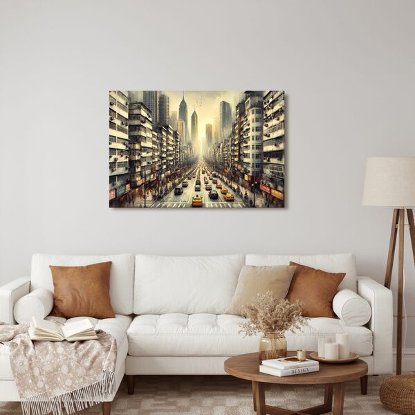 Quadro su tela – Strada cittadina al tramonto