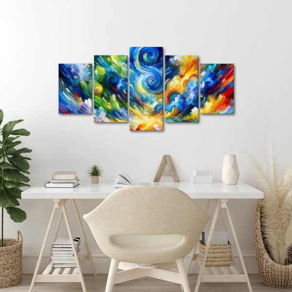 Quadri 5 pezzi – Vortice di cielo colorato