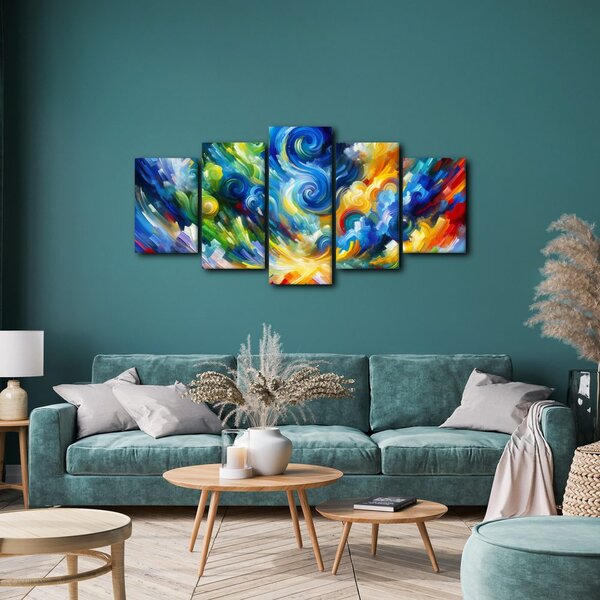 Quadri 5 pezzi – Vortice di cielo colorato