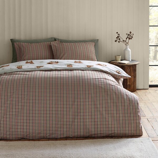 Set copripiumino e federa marrone e beige per letto singolo 135x200 cm Angus Highland Cow – Catherine Lansfield