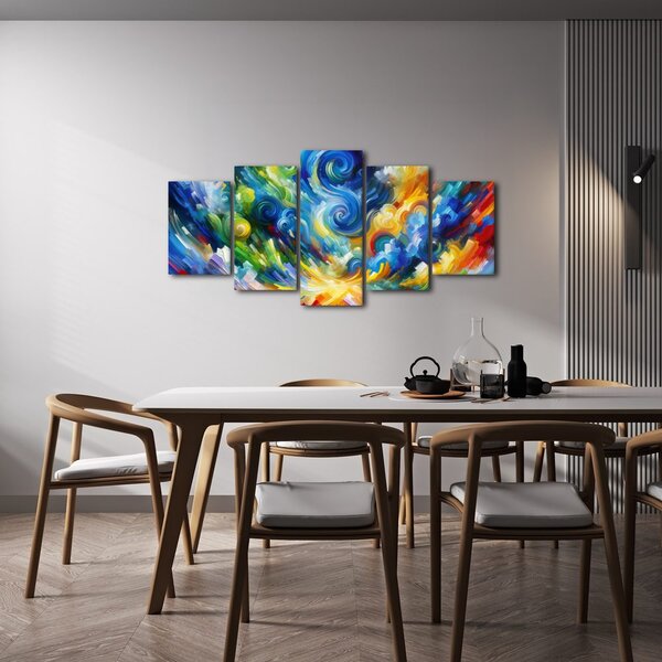 Quadri 5 pezzi – Vortice di cielo colorato