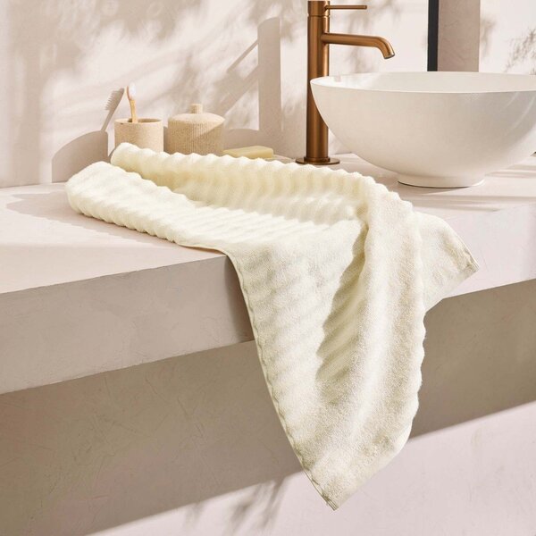 Asciugamano tipo terry color crema in cotone 50x90 cm Maya – douceur d'intérieur
