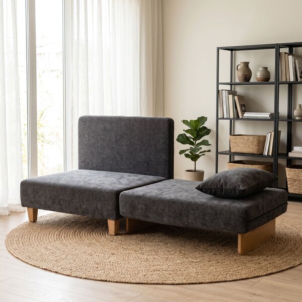 HOMCOM Poltrona letto singolo 2 in 1 pieghevole con cuscini, grigio scuro | Aosom Italy