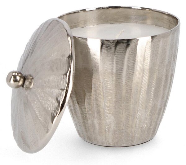 Candela con Coperchio Ø13,5x13,5 cm in Metallo Chisel Argento