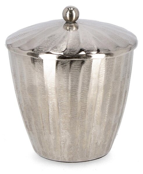 Candela con Coperchio Ø13,5x13,5 cm in Metallo Chisel Argento