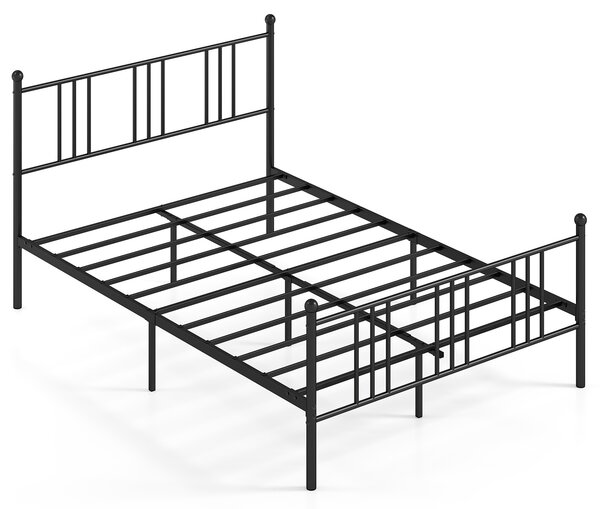 Costway Struttura letto matrimoniale in metallo con testiera e pediera e spazio 27cm, Telaio letto portata 300 kg