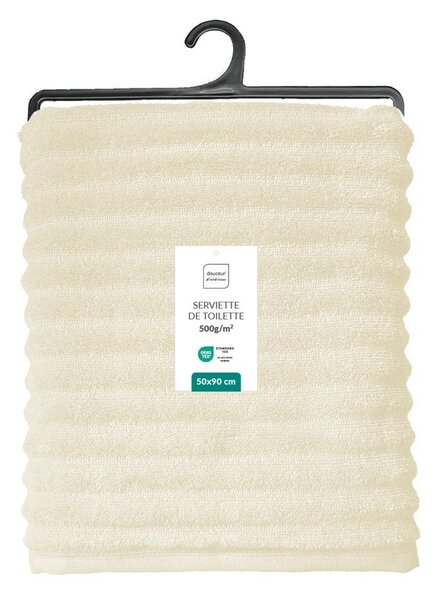 Asciugamano tipo terry color crema in cotone 50x90 cm Maya – douceur d'intérieur