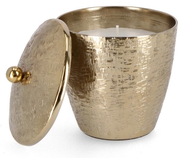 Candela con Coperchio Ø13,5x13,5 cm in Metallo Lathe Svas Oro