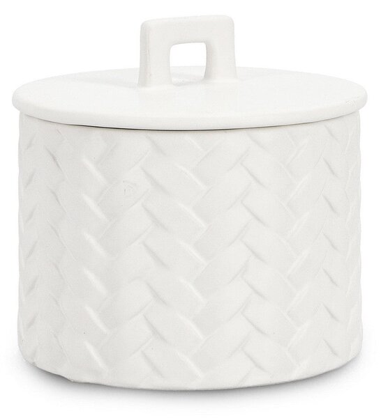 Candela con Coperchio Ø14,5x14 cm in Ceramina Twine Bianco