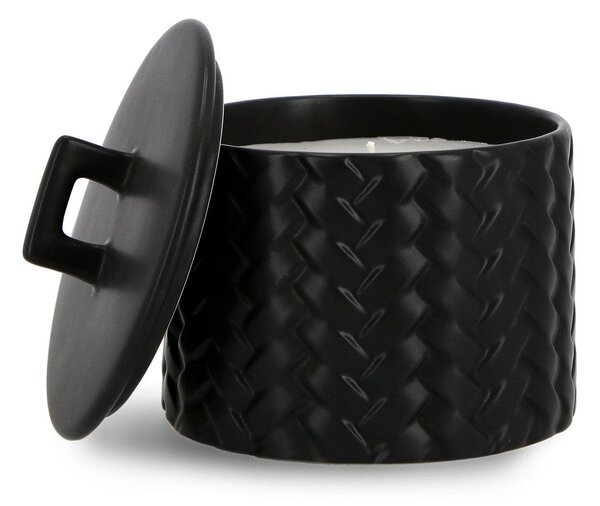 Candela con Coperchio Ø14,5x14 cm in Ceramina Twine Nero