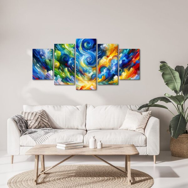 Quadri 5 pezzi – Vortice di cielo colorato