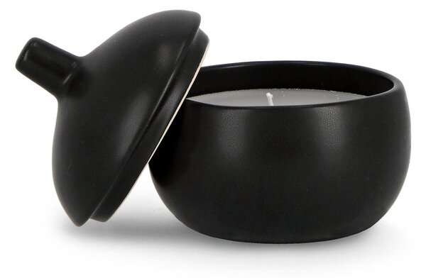 Candela con Coperchio Ø14x14 cm in Ceramina Canister Nero