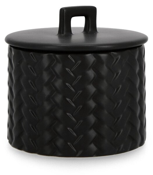 Candela con Coperchio Ø14,5x14 cm in Ceramina Twine Nero