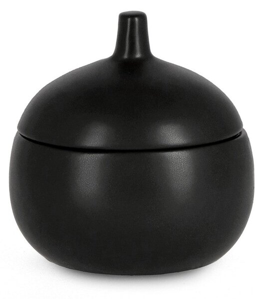Candela con Coperchio Ø14x14 cm in Ceramina Canister Nero