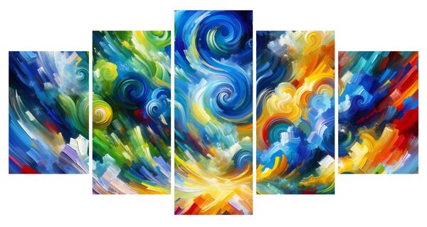 Quadri 5 pezzi – Vortice di cielo colorato