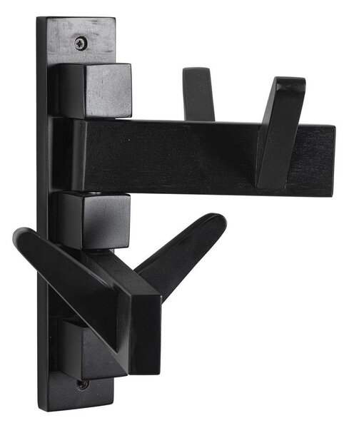 Appendiabiti a Muro 4 Ganci 32,9x15,5x28 cm in Legno Daiki Nero