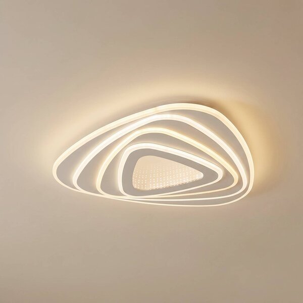 Plafoniera a LED Rebeka Lindby, dimmerabile, Bianco / Opale, Soggiorno / Sala da pranzo, Metallo, Moderno, Plafoniera LED