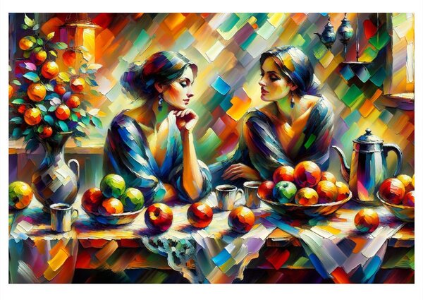 Quadro su tela – Signore al tavolo con frutta