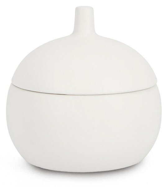 Candela con Coperchio Ø14x14 cm in Ceramina Canister Bianco