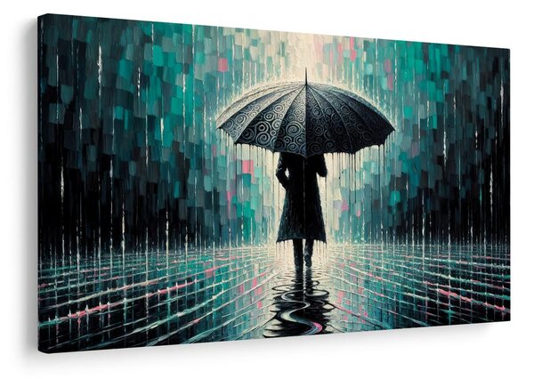 Quadro su tela – Giornata piovosa con ombrello