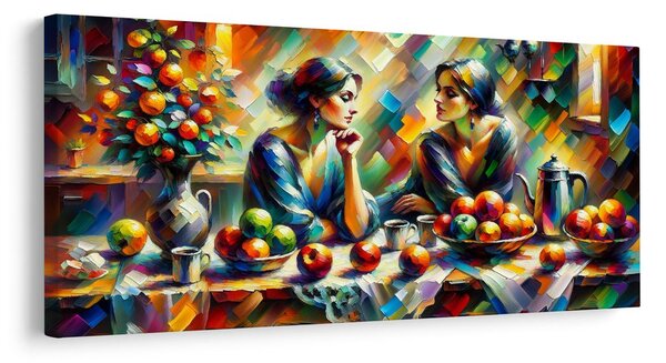 Quadro su tela – Due donne con mele