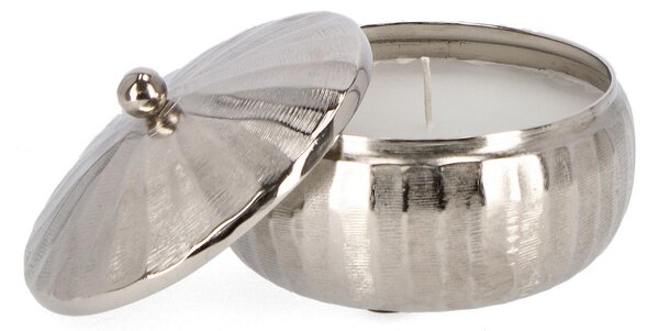 Candela con Coperchio Ø18x7,5 cm in Metallo Chisel Bomb Argento