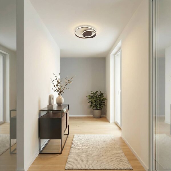Plafoniera a LED Emisua Lindby, dimmerabile, Nero, Soggiorno / Sala da pranzo, Alluminio, Moderno, Plafoniera LED