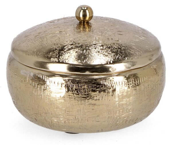Candela con Coperchio Ø16,5x8 cm in Metallo Lathe Bomb Oro