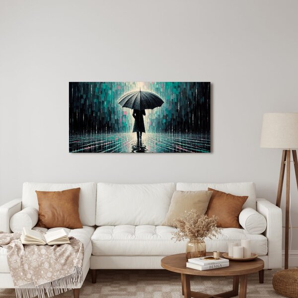 Quadro su tela – Figura misteriosa sotto la pioggia